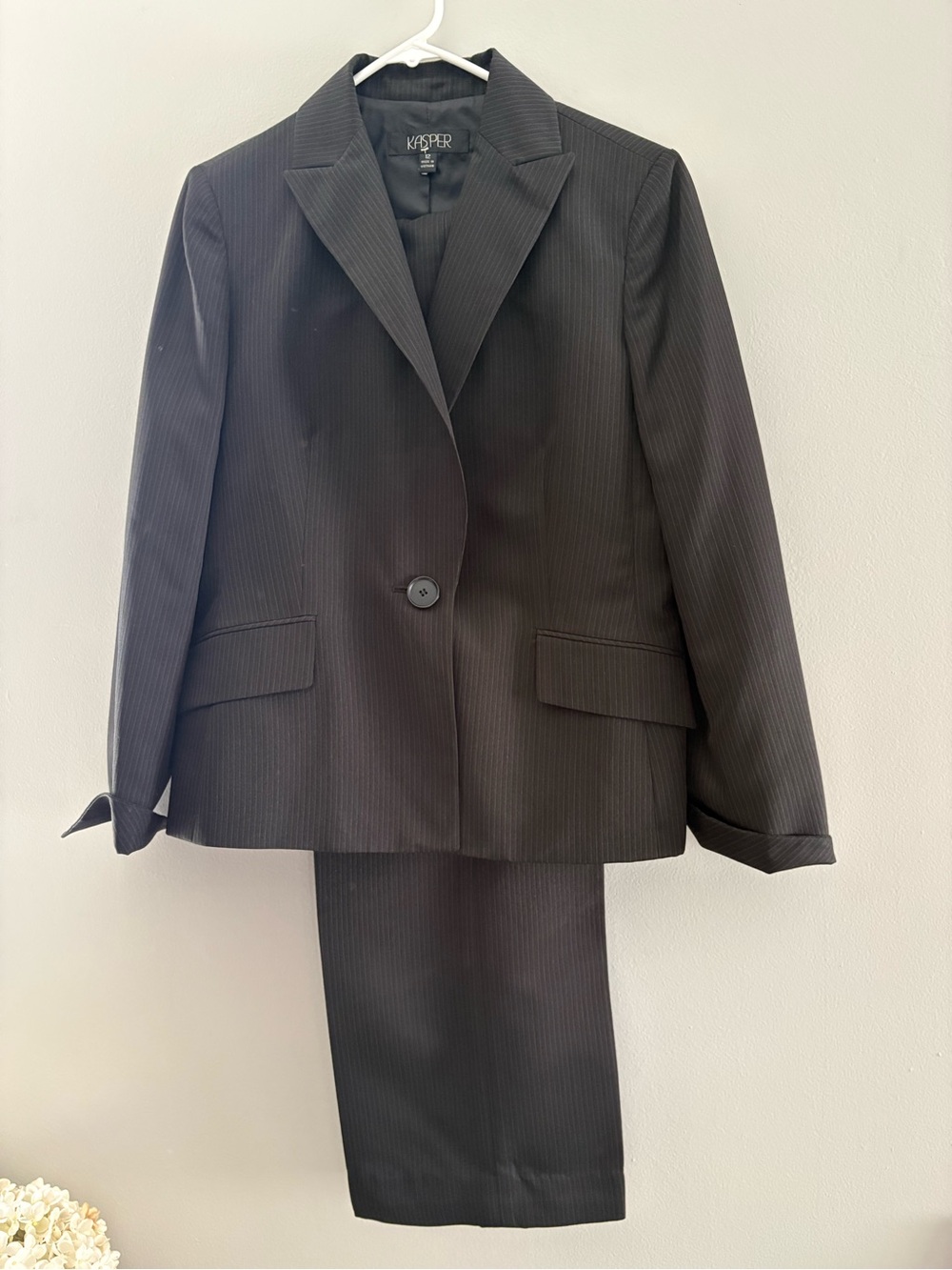 Kasper Black Pinstripe Women's Suit Jacket & Pants